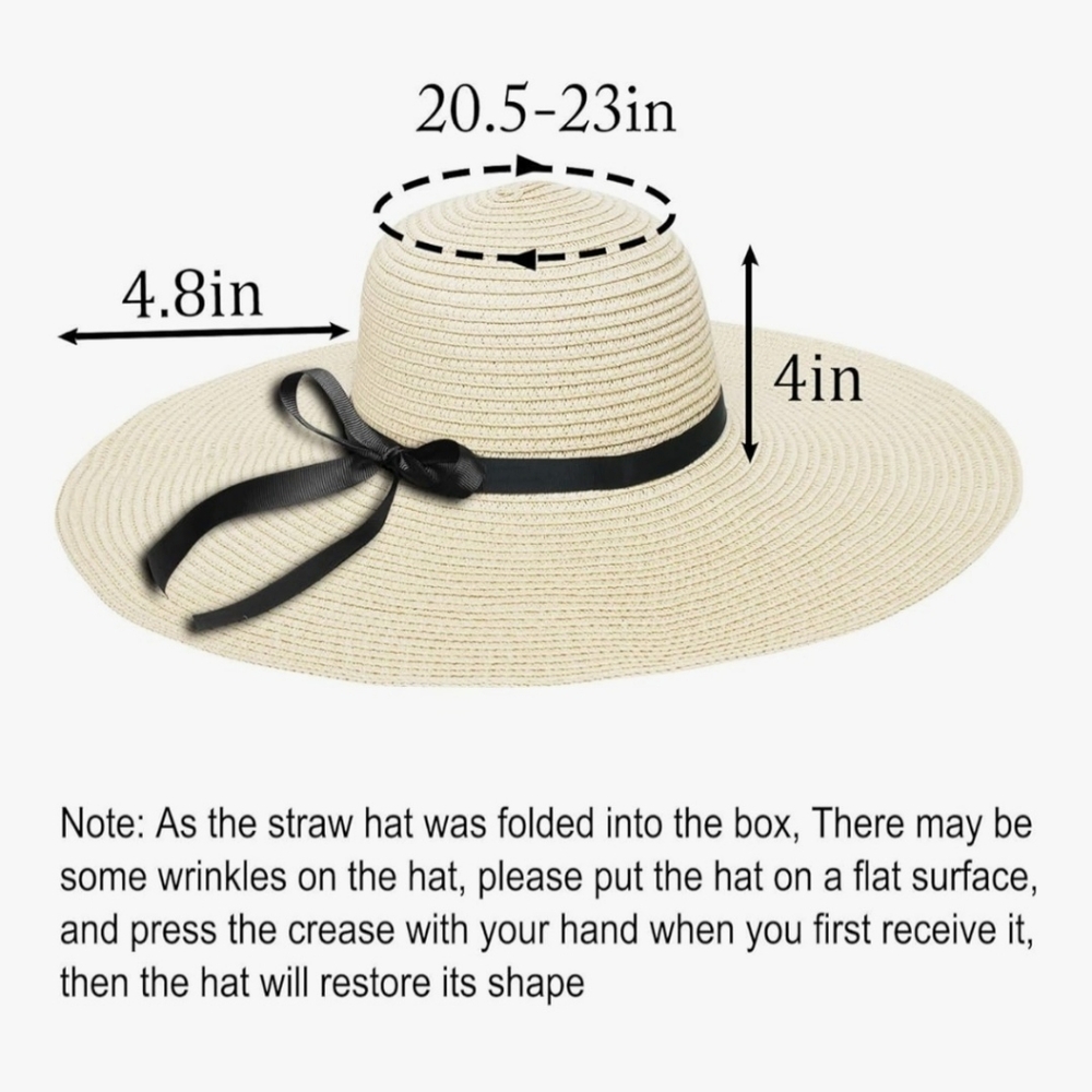 Wide Brim Floppy Straw Hat with Classic Belt - Picture 5 of 10
